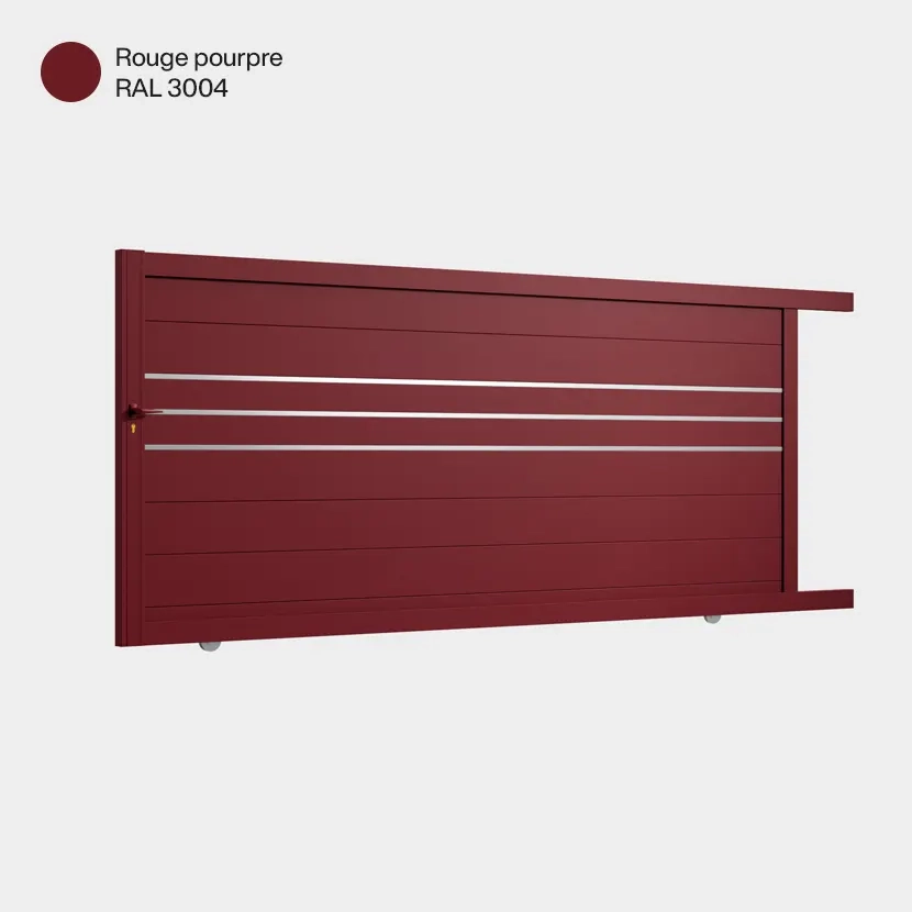 Portail aluminium: Portail coulissant Oslo Rouge Pourpre RAL 3004