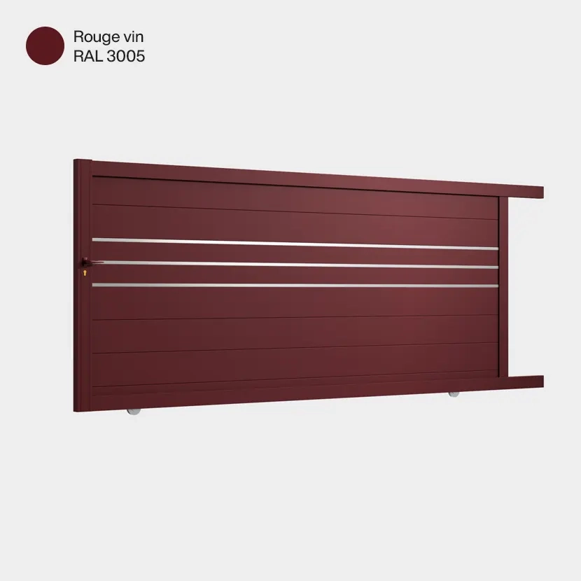 Portail aluminium: Portail coulissant Oslo Rouge Vin RAL 3005