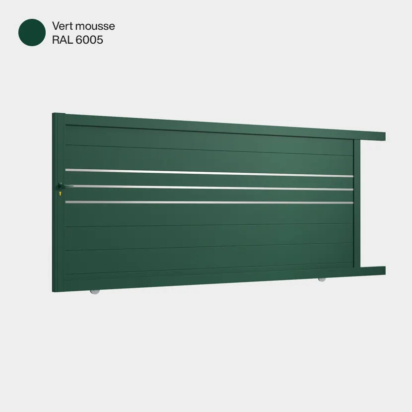 Portail aluminium: Portail coulissant Oslo Vert mousse RAL 6005