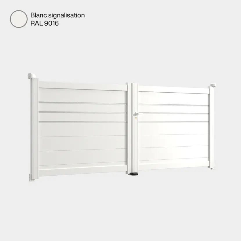 Portail aluminium: Portail double battant Oslo Blanc signalisation RAL 9016