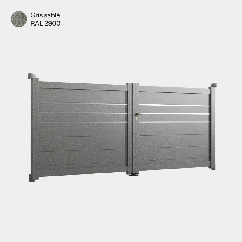 Portail aluminium: Portail double battant Oslo Gris sable RAL 2900