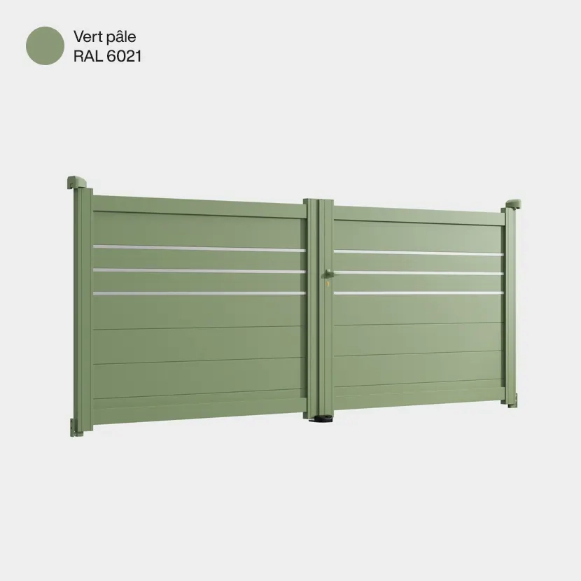 Portail aluminium: Portail double battant Oslo Vert pale RAL 6021