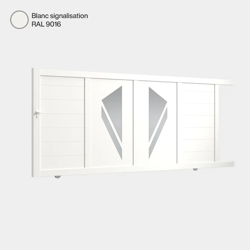 Portail aluminium: Portail coulissant Paris Blanc signalisation RAL 9016