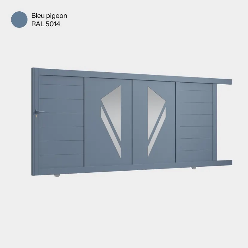 Portail aluminium: Portail coulissant Paris Bleu pigeon RAL 5014