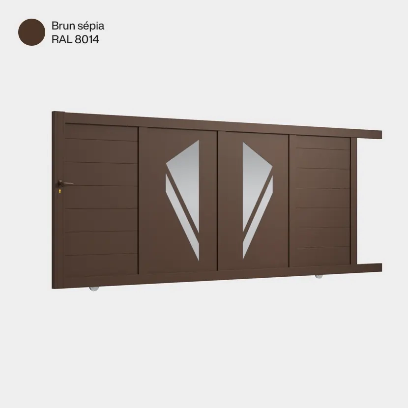 Portail aluminium: Portail coulissant Paris Brun sepia RAL 8014