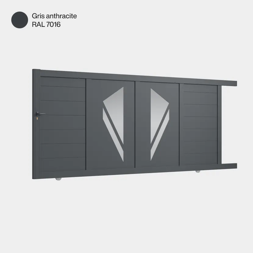 Portail aluminium: Portail coulissant Paris Gris Anthracite RAL 7016