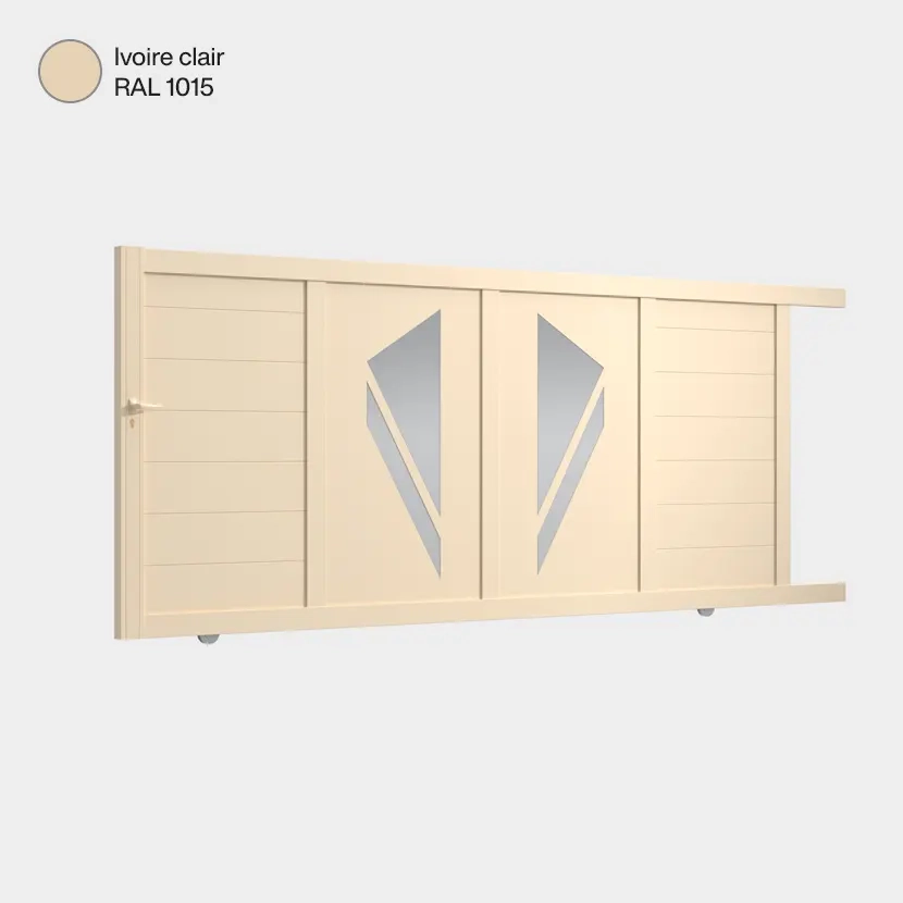 Portail aluminium: Portail coulissant Paris Ivoire clair RAL 1015