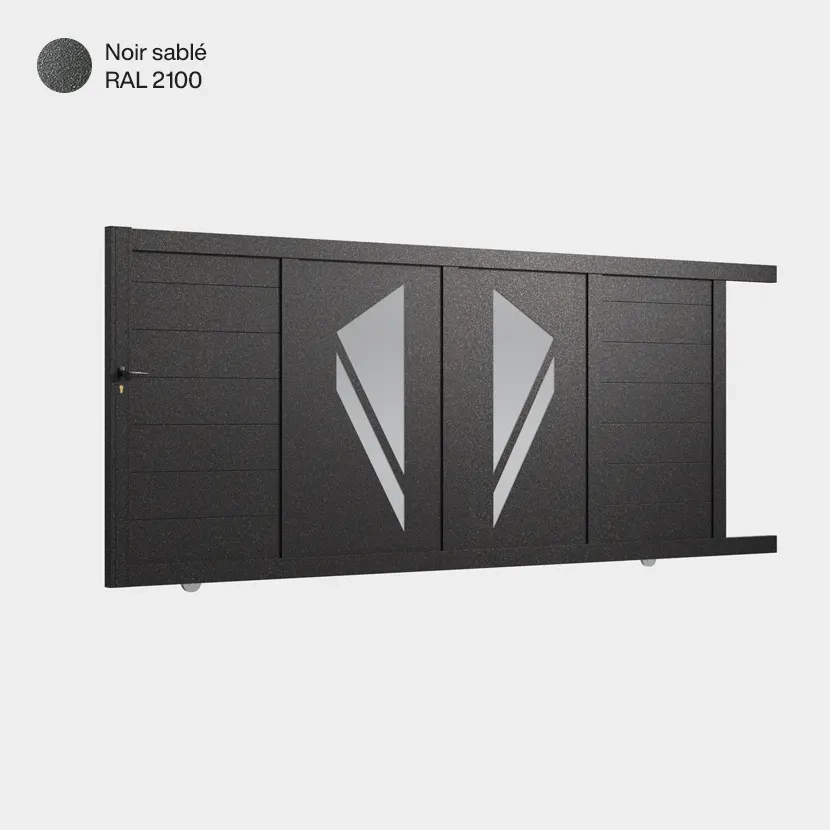 Portail aluminium: Portail coulissant Paris Noir sable RAL 2100
