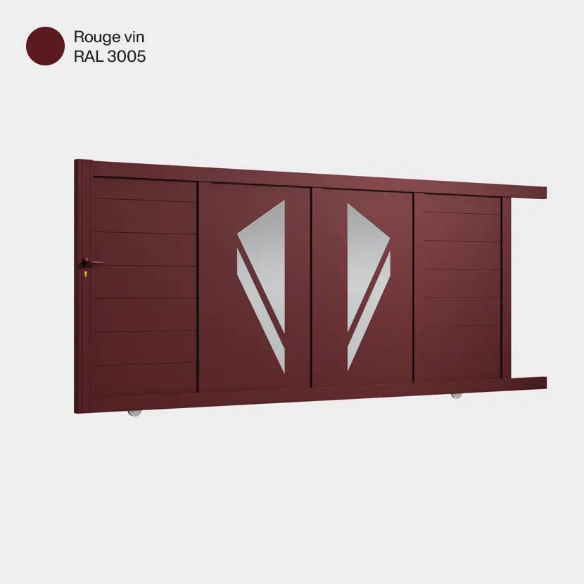 Portail aluminium: Portail coulissant Paris Rouge Vin RAL 3005