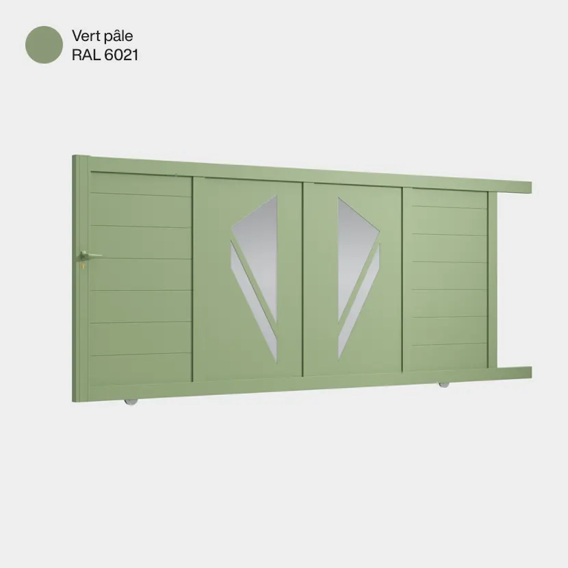 Portail aluminium: Portail coulissant Paris Vert pale RAL 6021