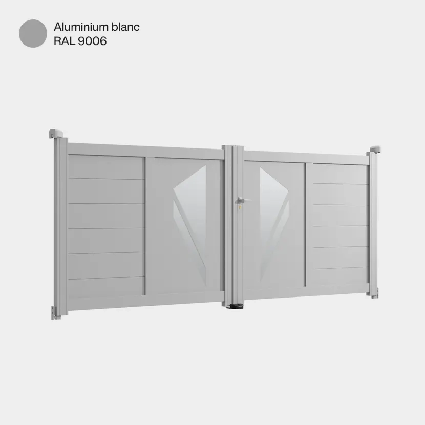 Portail aluminium: Portail double battant Paris Aluminium Blanc RAL 9006
