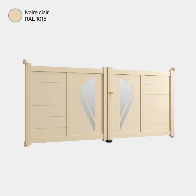 Portail aluminium: Portail double battant Paris Ivoire clair RAL 1015