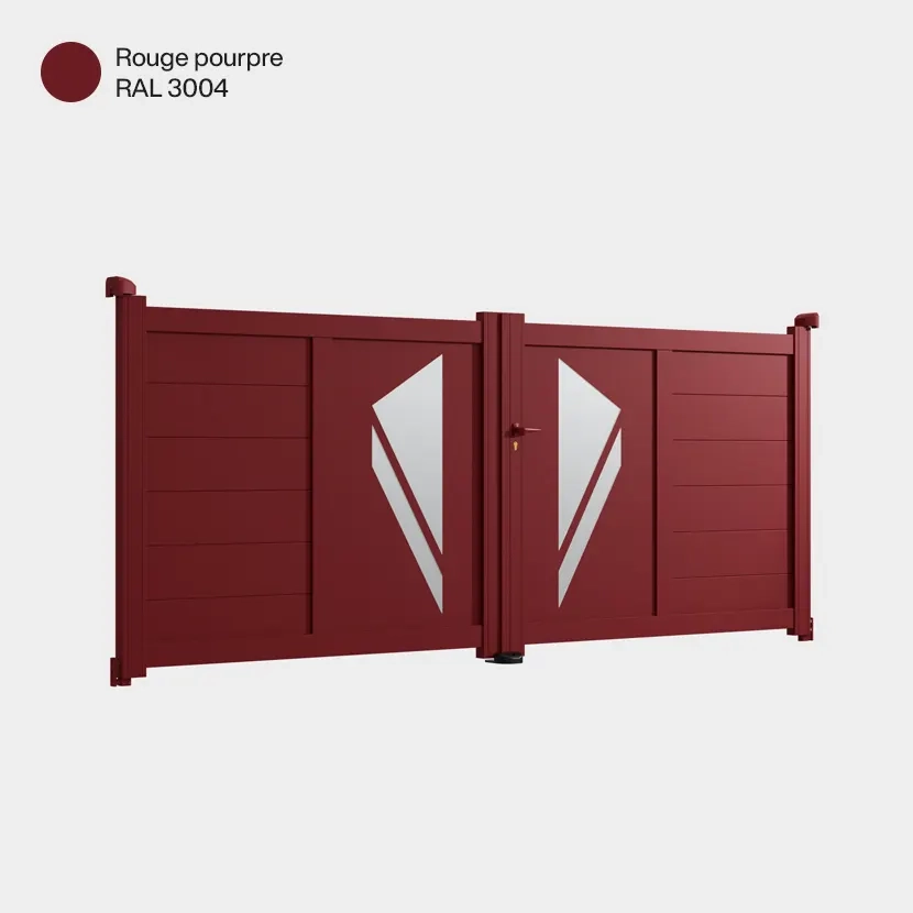Portail aluminium: Portail double battant Paris Rouge Pourpre RAL 3004