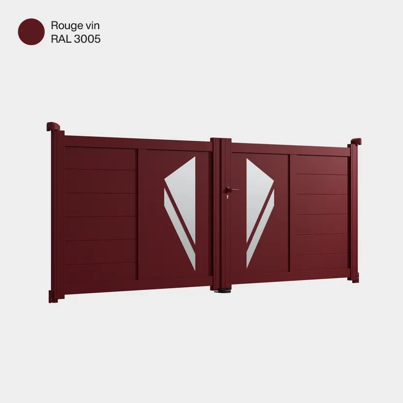 Portail aluminium: Portail double battant Paris Rouge Vin RAL 3005
