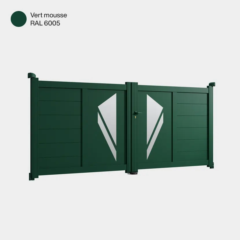 Portail aluminium: Portail double battant Paris Vert mousse RAL 6005