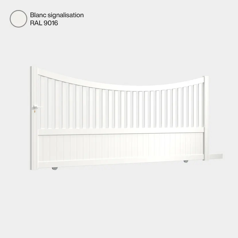 Portail aluminium: Portail coulissant Paro Blanc signalisation RAL 9016
