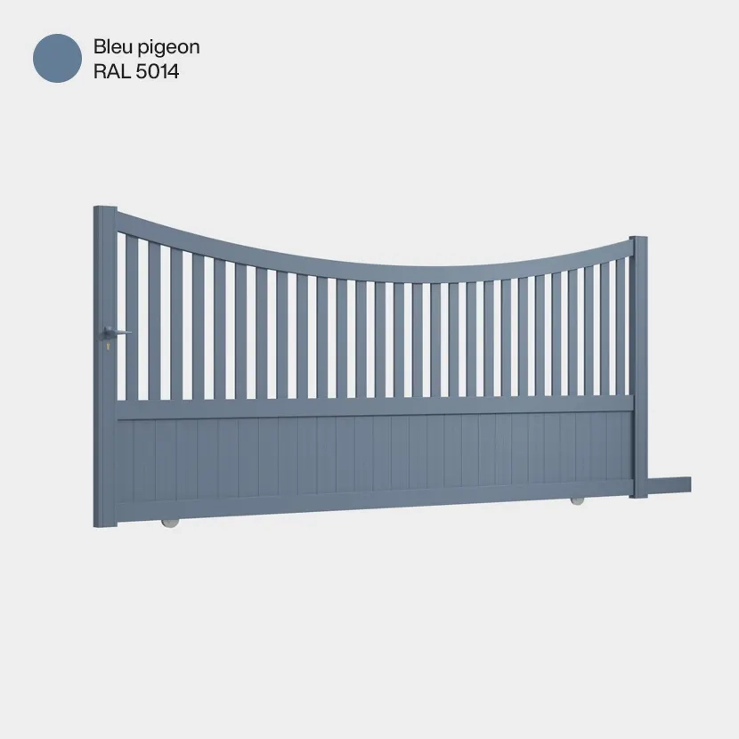 Portail aluminium: Portail coulissant Paro Bleu pigeon RAL 5014