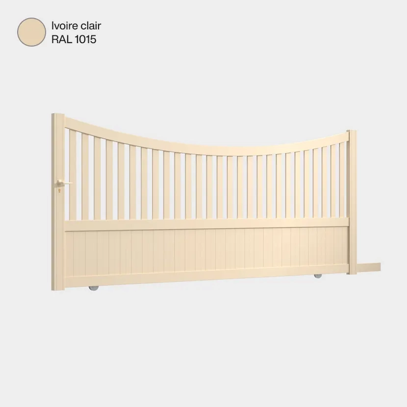 Portail aluminium: Portail coulissant Paro Ivoire clair RAL 1015
