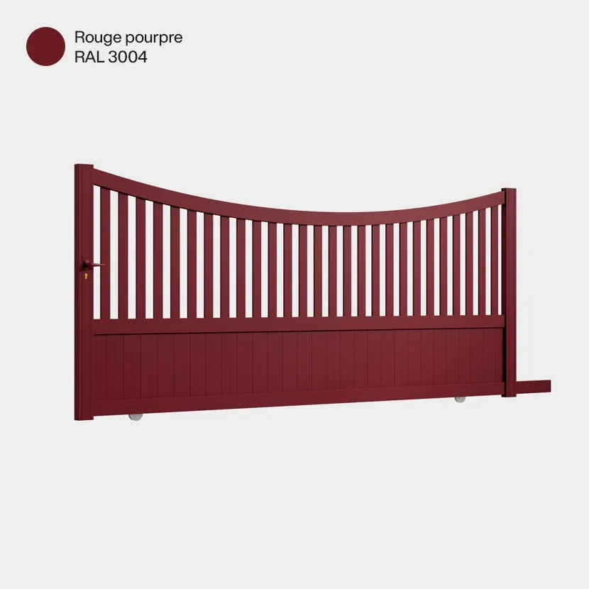Portail aluminium: Portail coulissant Paro Rouge Pourpre RAL 3004