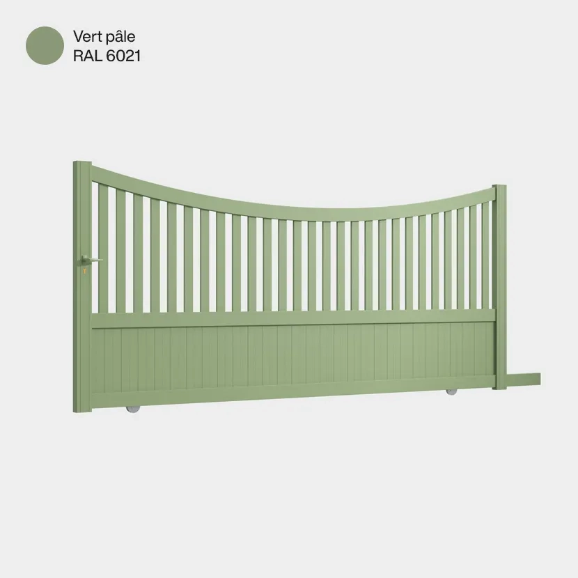Portail aluminium: Portail coulissant Paro Vert pale RAL 6021