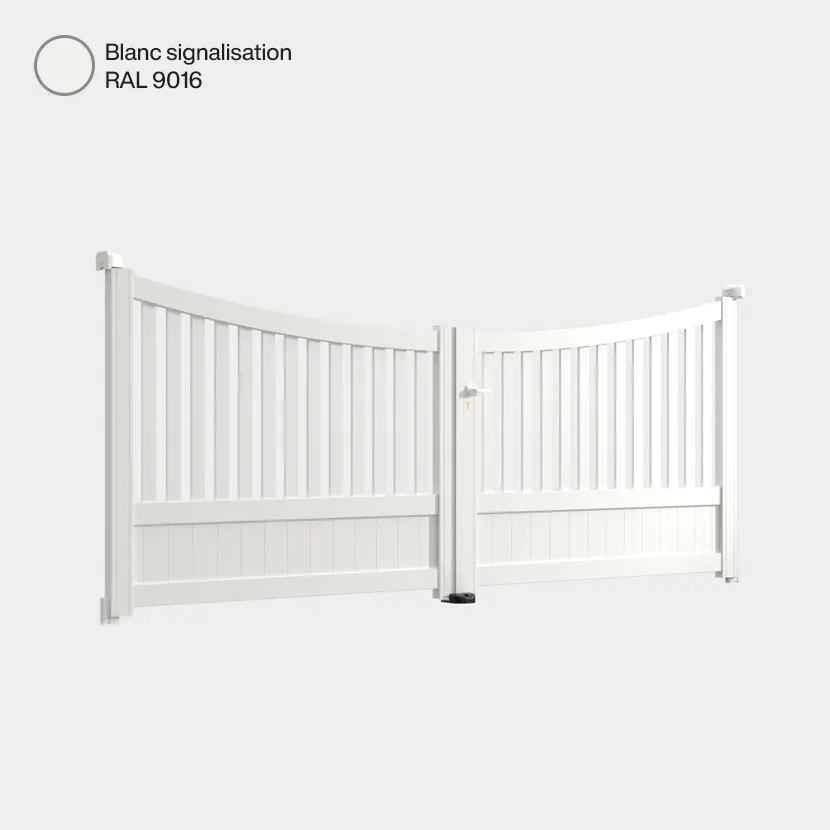 Portail aluminium: Portail double battant Paro Blanc signalisation RAL 9016
