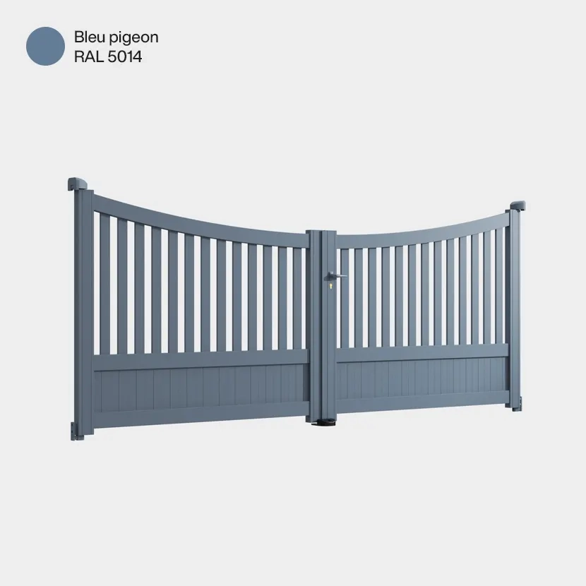Portail aluminium: Portail double battant Paro Bleu pigeon RAL 5014