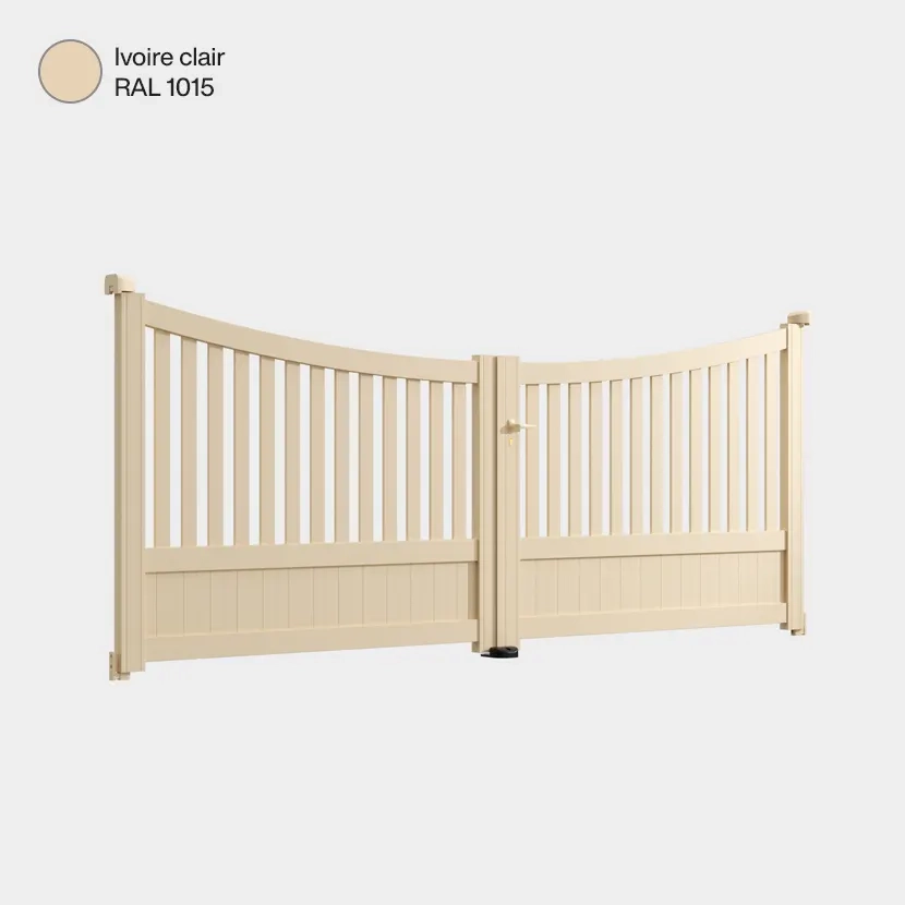 Portail aluminium: Portail double battant Paro Ivoire clair RAL 1015