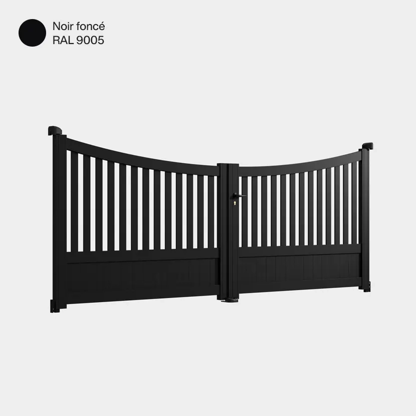 Portail aluminium: Portail double battant Paro Noir fonce RAL 9005