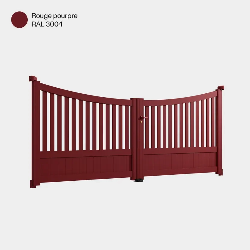 Portail aluminium: Portail double battant Paro Rouge Pourpre RAL 3004