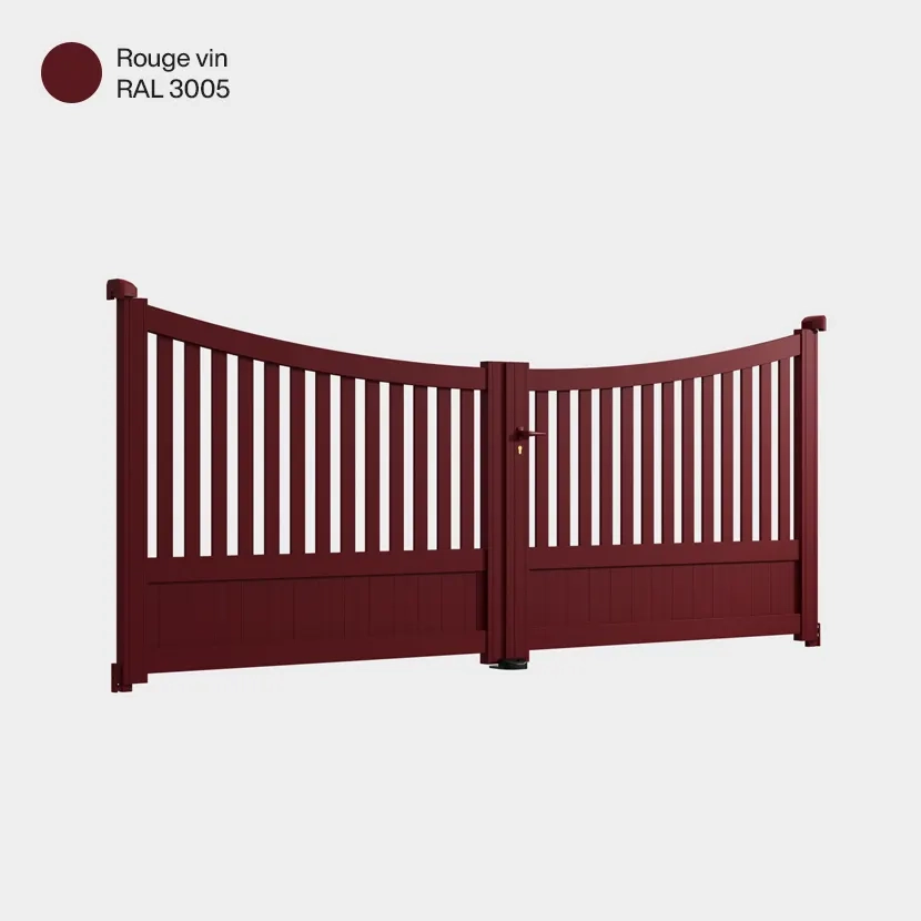 Portail aluminium: Portail double battant Paro Rouge Vin RAL 3005