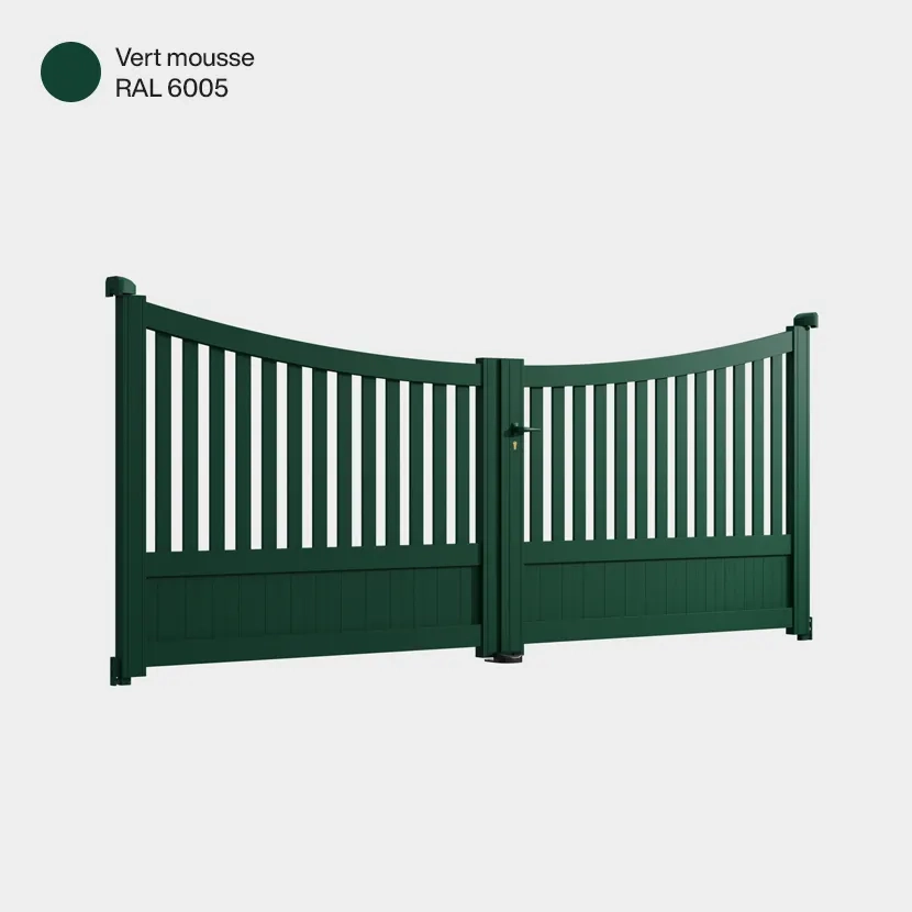 Portail aluminium: Portail double battant Paro Vert mousse RAL 6005