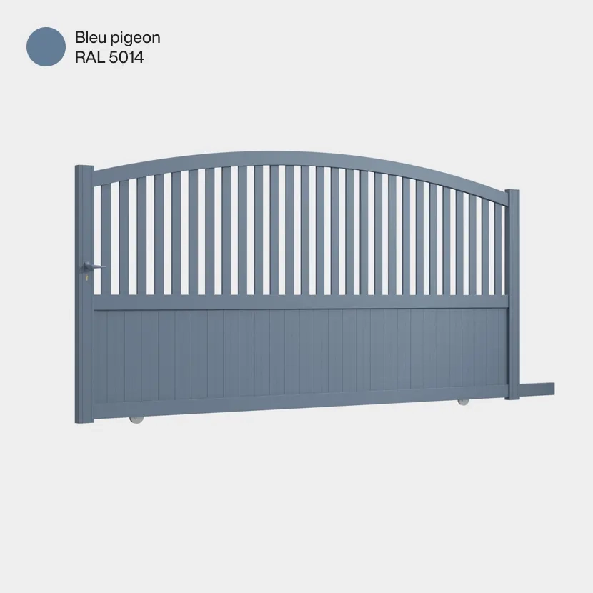 Portail aluminium: Portail coulissant Philadelphia Bleu pigeon RAL 5014