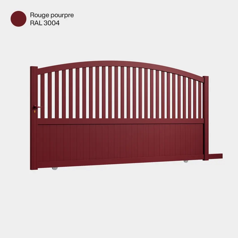 Portail aluminium: Portail coulissant Philadelphia Rouge Pourpre RAL 3004