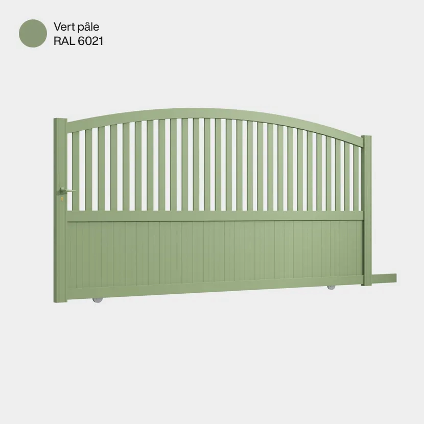 Portail aluminium: Portail coulissant Philadelphia Vert pale RAL 6021