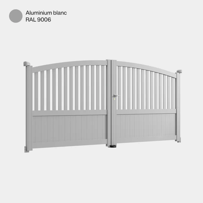 Portail aluminium: Portail double battant Philadelphia Aluminium Blanc RAL 9006