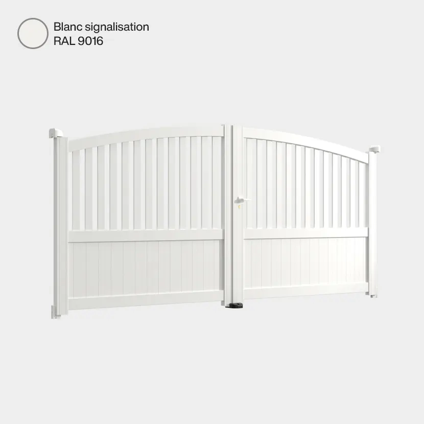 Portail aluminium: Portail double battant Philadelphia Blanc signalisation RAL 9016