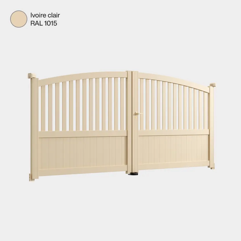 Portail aluminium: Portail double battant Philadelphia Ivoire clair RAL 1015