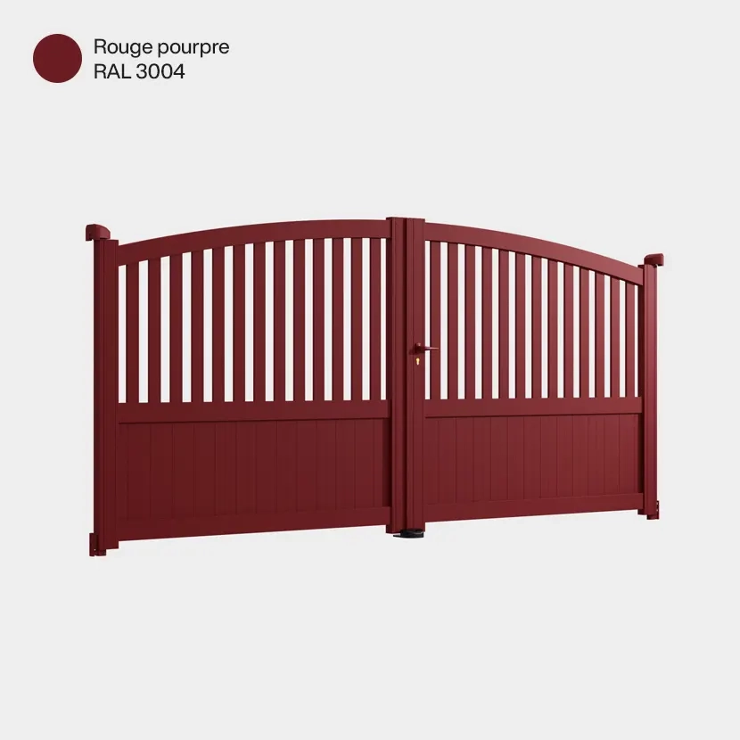 Portail aluminium: Portail double battant Philadelphia Rouge Pourpre RAL 3004