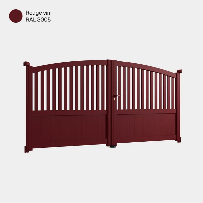 Portail aluminium: Portail double battant Philadelphia Rouge Vin RAL 3005