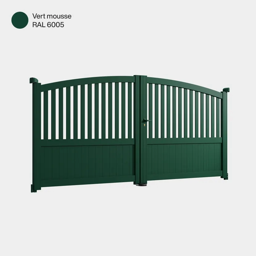 Portail aluminium: Portail double battant Philadelphia Vert mousse RAL 6005