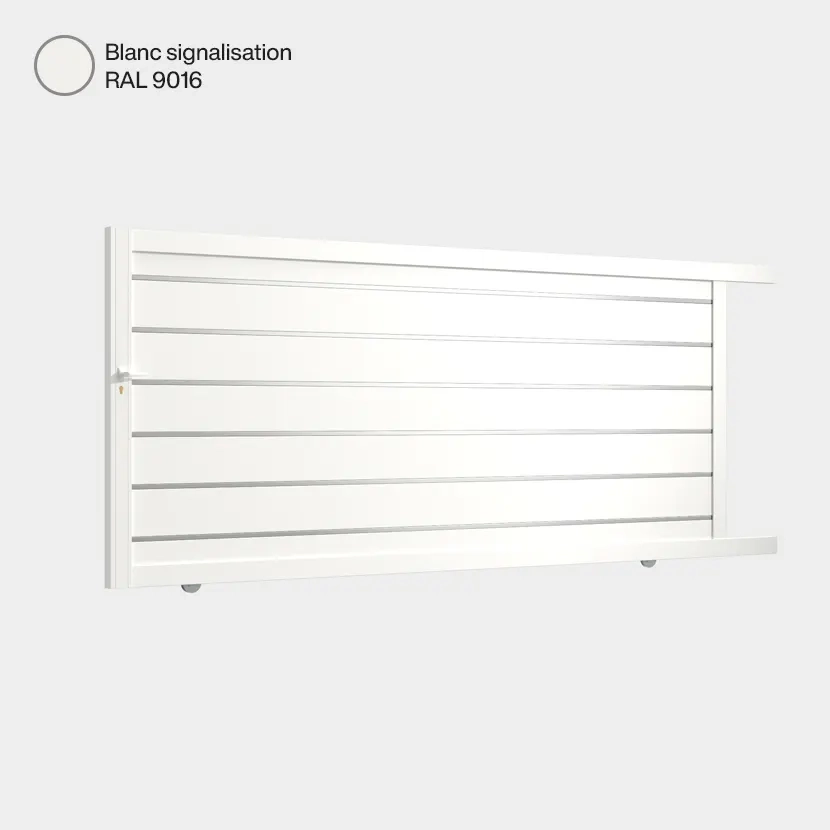 Portail aluminium: Portail coulissant Santiago Blanc signalisation RAL 9016