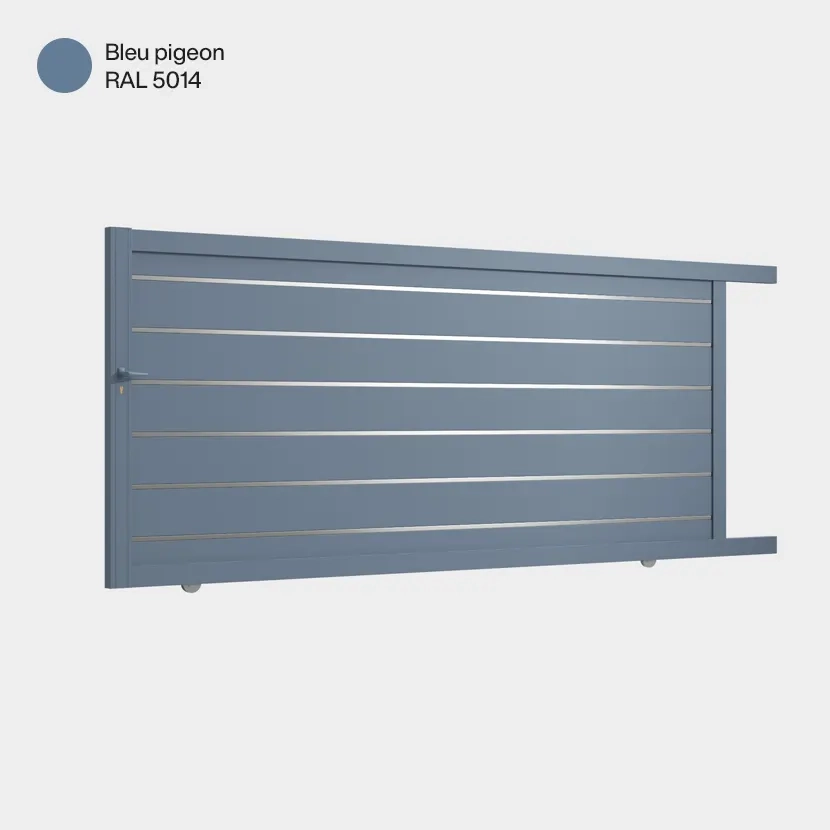 Portail aluminium: Portail coulissant Santiago Bleu pigeon RAL 5014