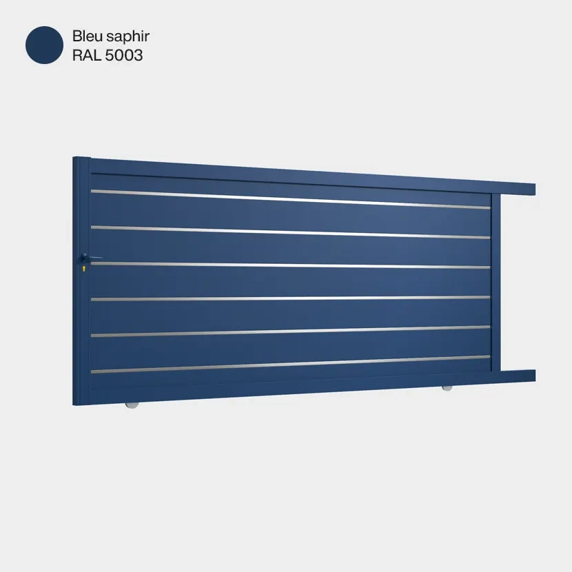 Portail aluminium: Portail coulissant Santiago Bleu saphir RAL 5003