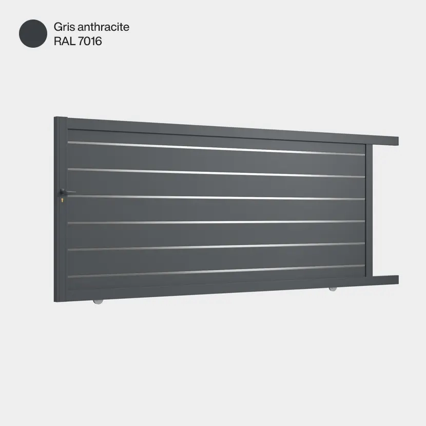 Portail aluminium: Portail coulissant Santiago Gris Anthracite RAL 7016