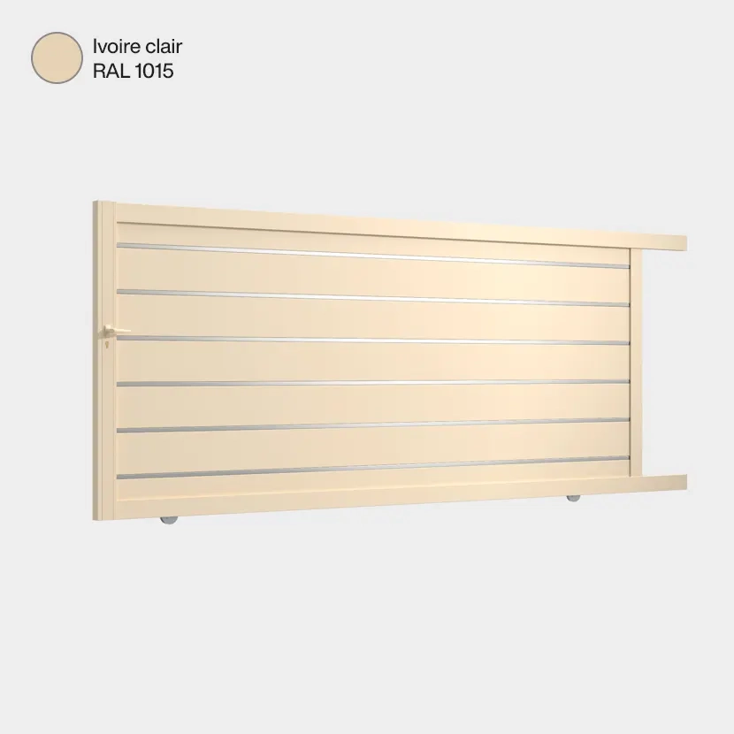 Portail aluminium: Portail coulissant Santiago Ivoire clair RAL 1015