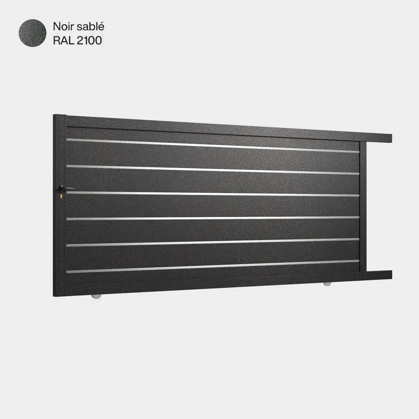 Portail aluminium: Portail coulissant Santiago Noir sable RAL 2100