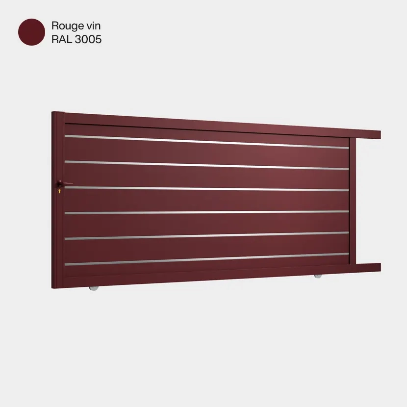 Portail aluminium: Portail coulissant Santiago Rouge Vin RAL 3005