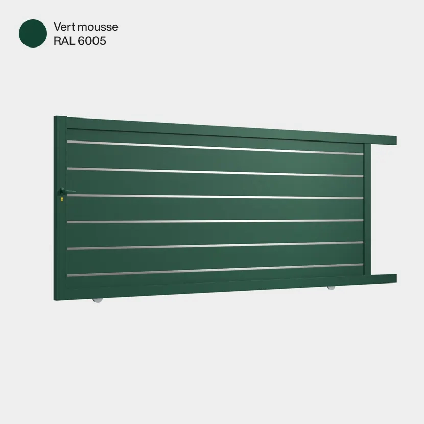 Portail aluminium: Portail coulissant Santiago Vert mousse RAL 6005