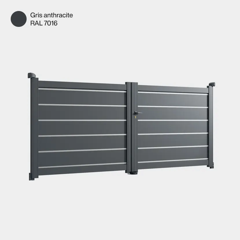 Portail aluminium: Portail double battant Santiago Gris Anthracite RAL 7016