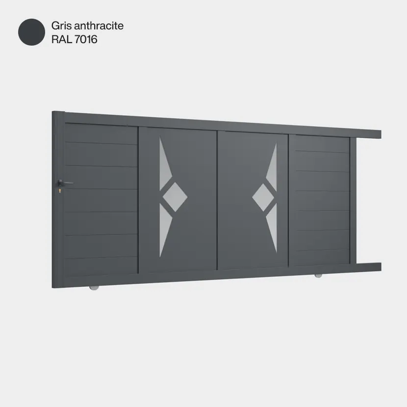 Portail aluminium: Portail coulissant Sete Gris Anthracite RAL 7016